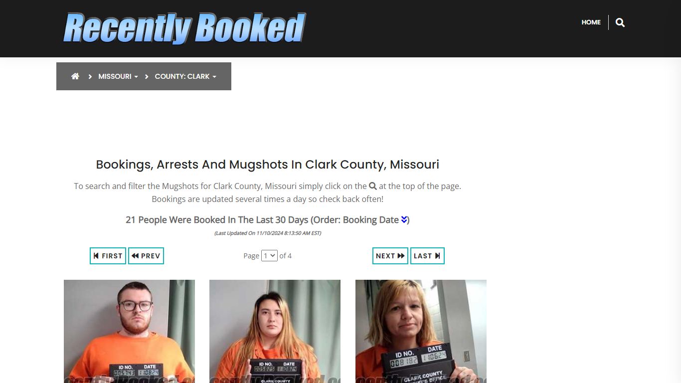 Bookings, Arrests and Mugshots in Clark County, Missouri - Recently Booked